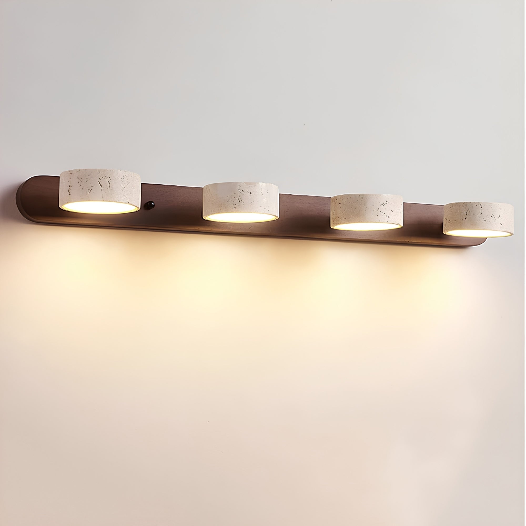 Dörtlü Traverten Ahşap Led Aplik-Aplik-Life Aydınlatma-Ceviz-NowShopFun