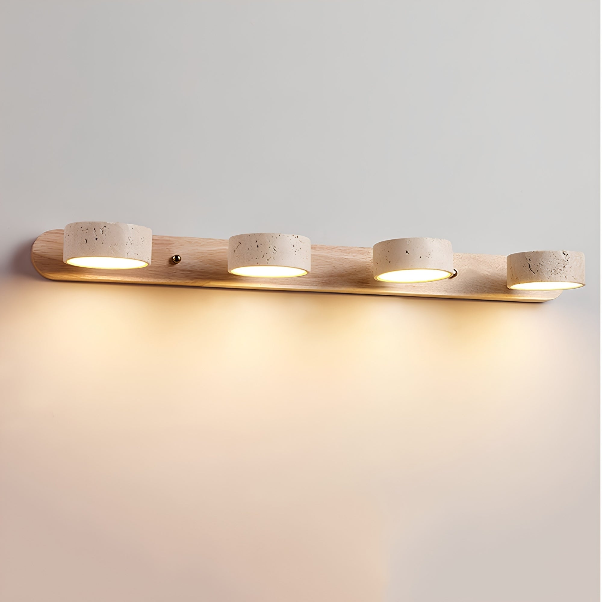 Dörtlü Traverten Ahşap Led Aplik-Aplik-Life Aydınlatma-Doğal Ahşap-NowShopFun