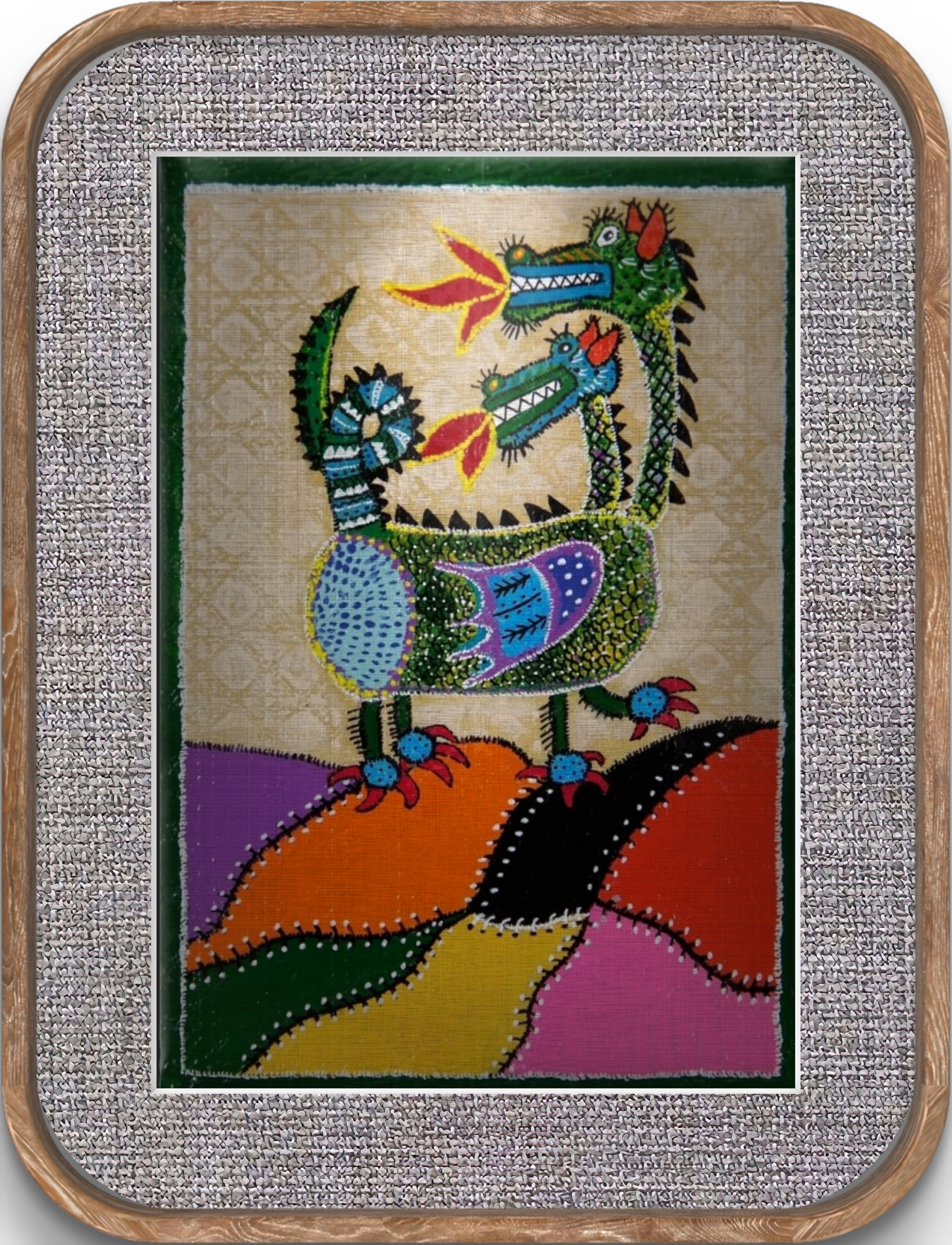 Dragon Tablo El Yapımı Ahşap Üzerine Akrilik Duvar Dekoru