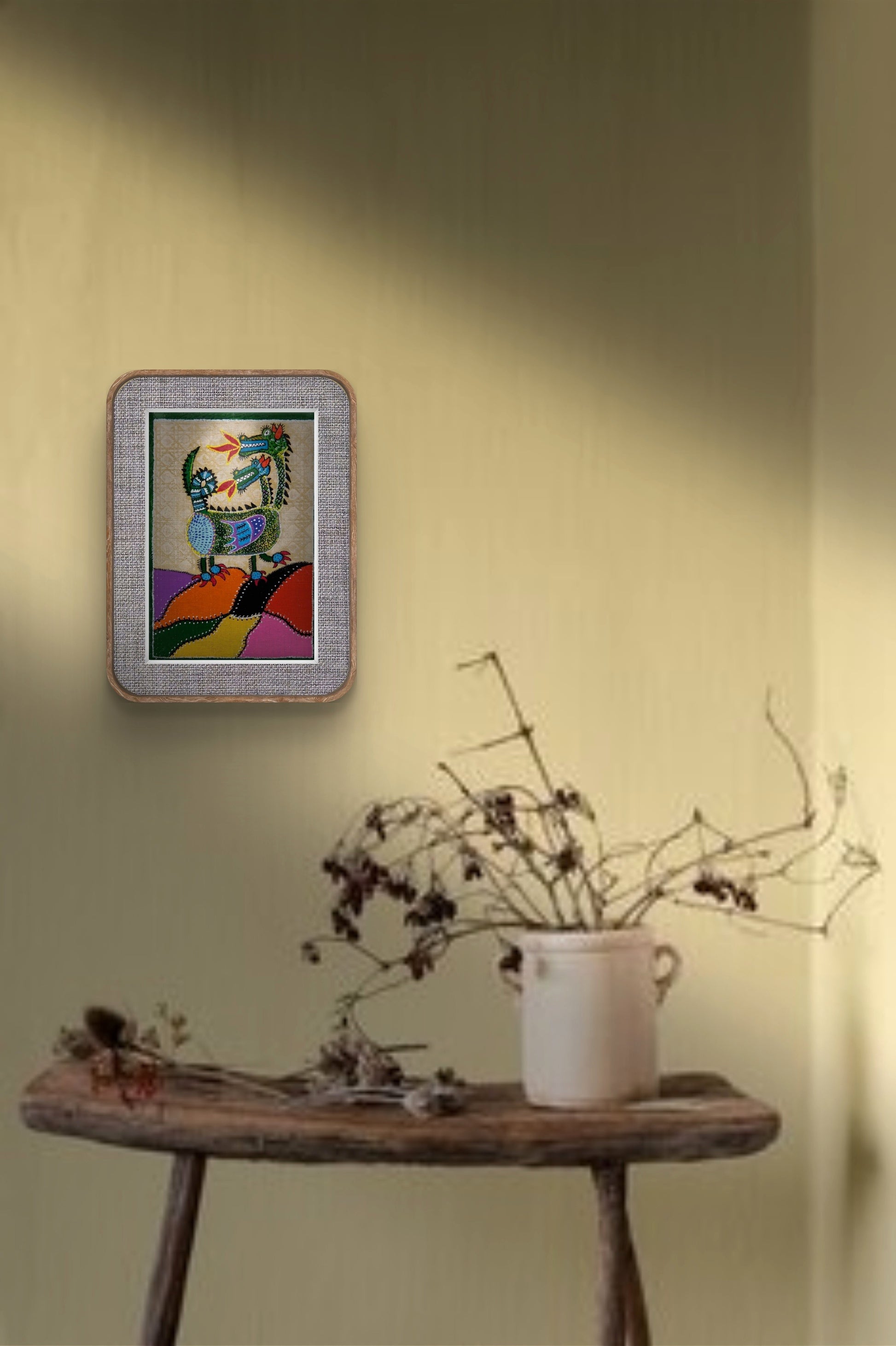 Dragon Tablo El Yapımı Ahşap Üzerine Akrilik Duvar Dekoru