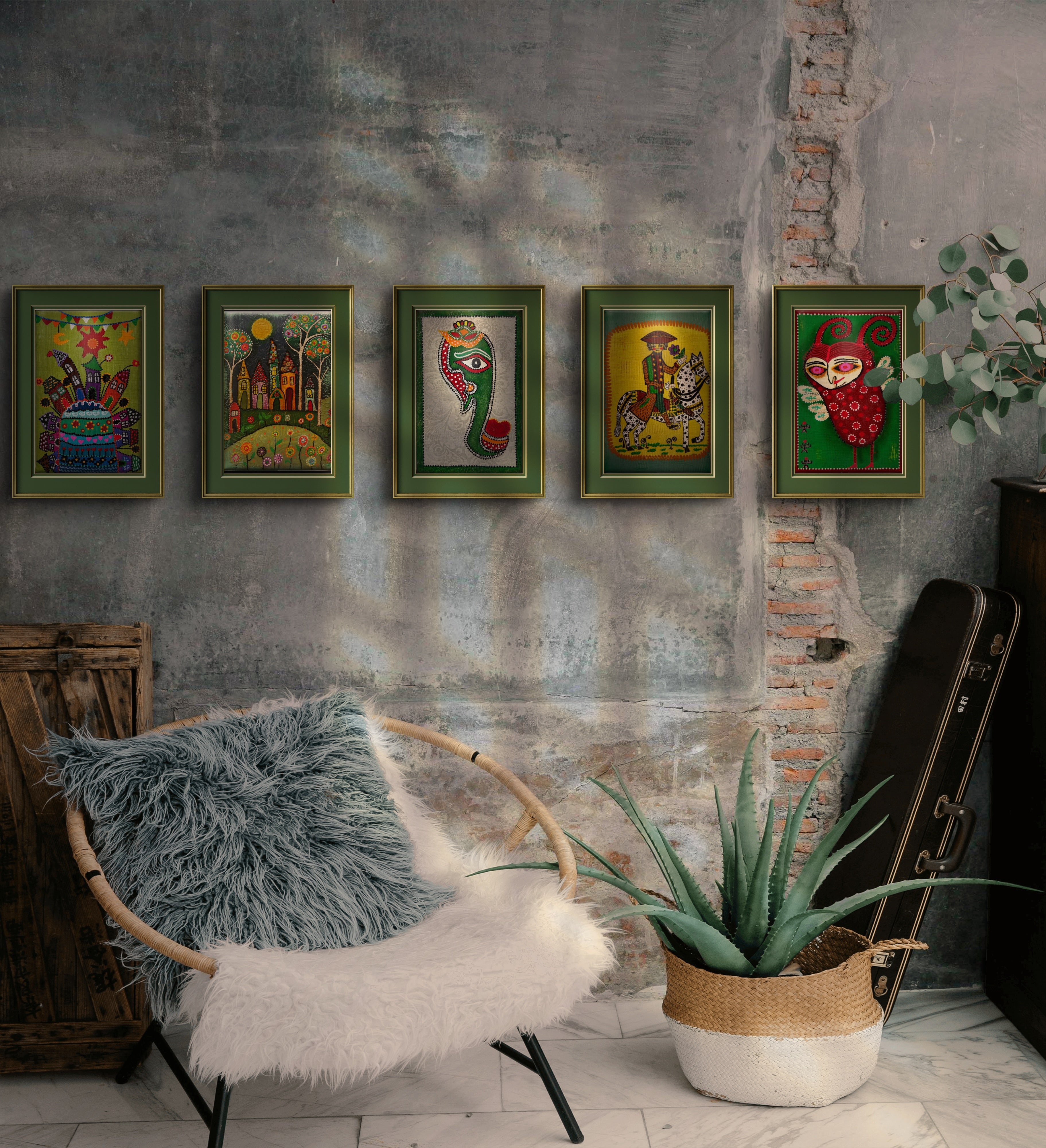 Dragon Tablo El Yapımı Ahşap Üzerine Akrilik Duvar Dekoru