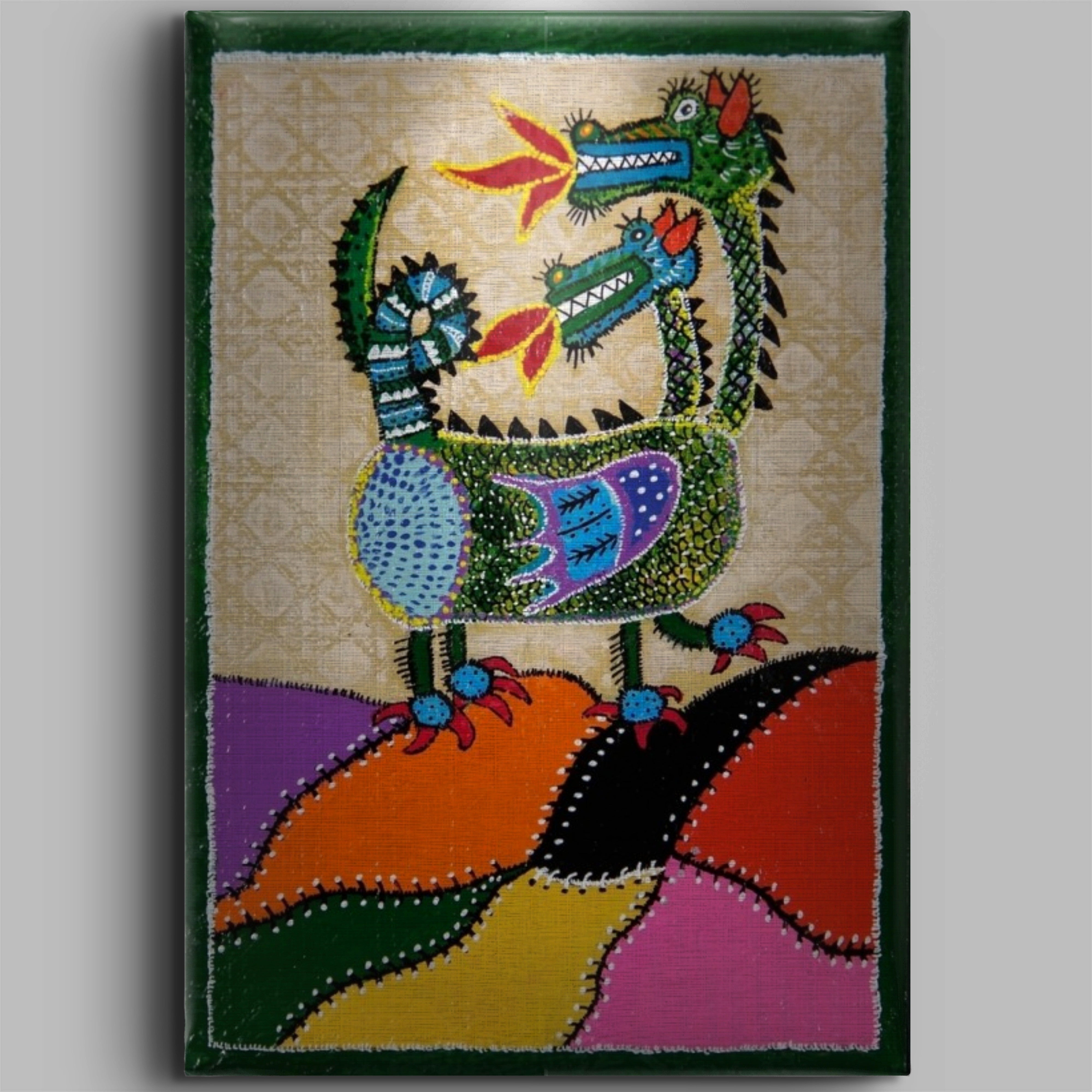 Dragon Tablo El Yapımı Ahşap Üzerine Akrilik Duvar Dekoru