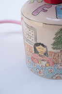 Coffee El Çizimi Seramik Masa Lambası
