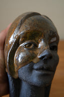El Yapımı Seramik Sırlı Kadın Yüz Heykeli