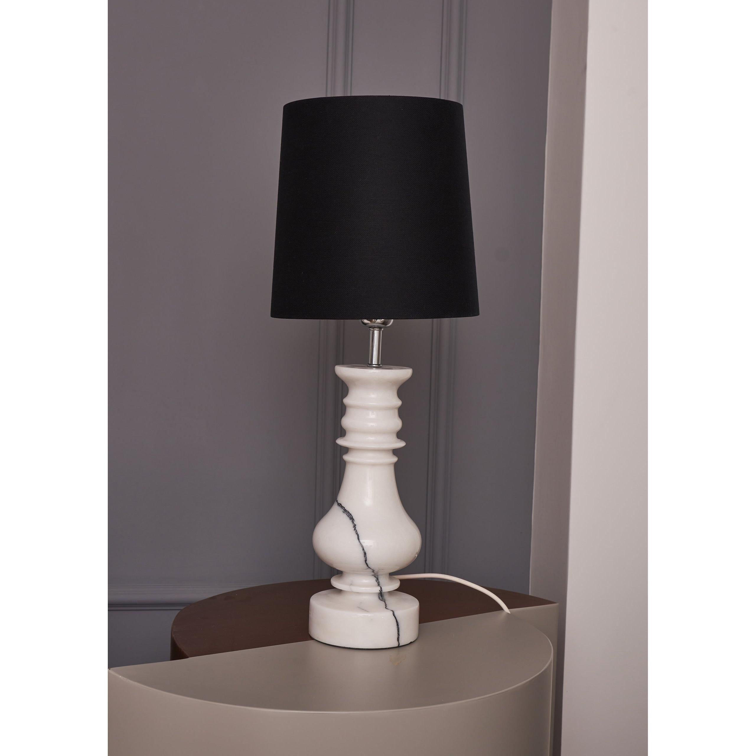 Noir Lilla Beyaz Mermer Abajur