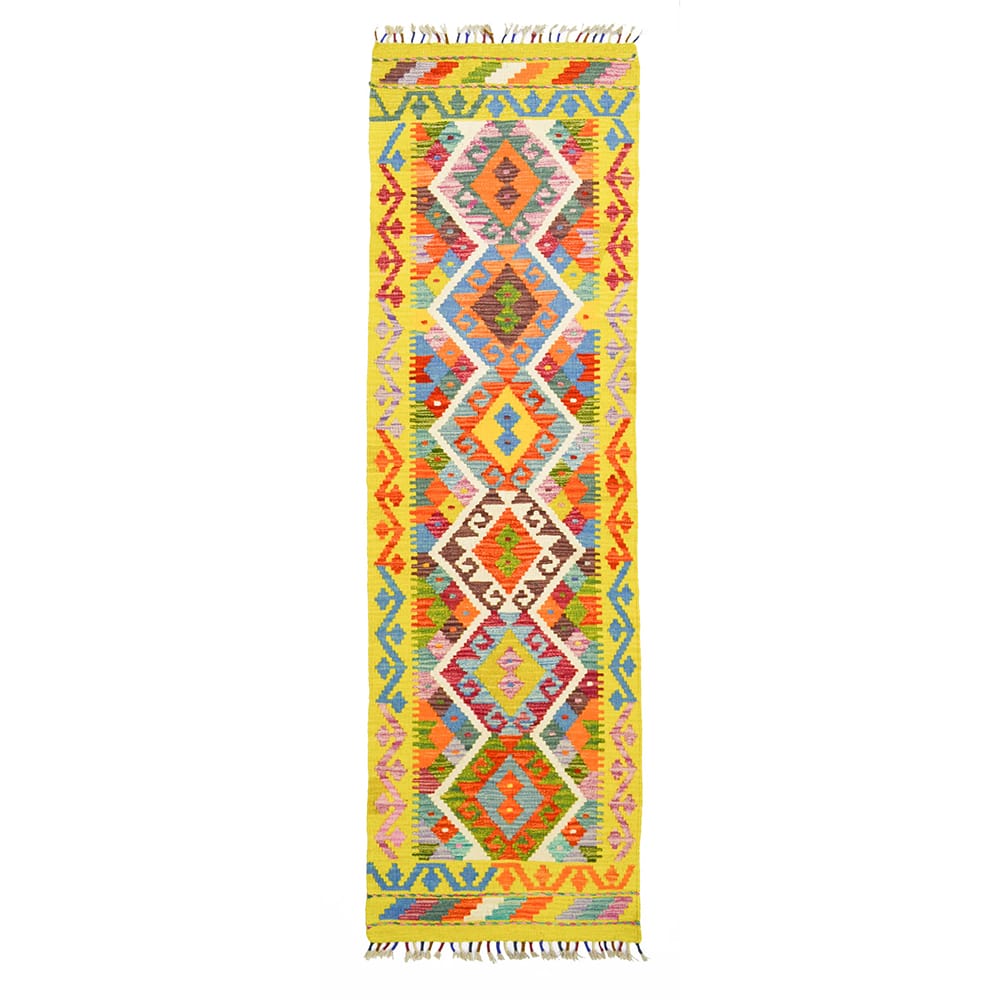 Hand Woven Lime Green Afghan Rug Runner