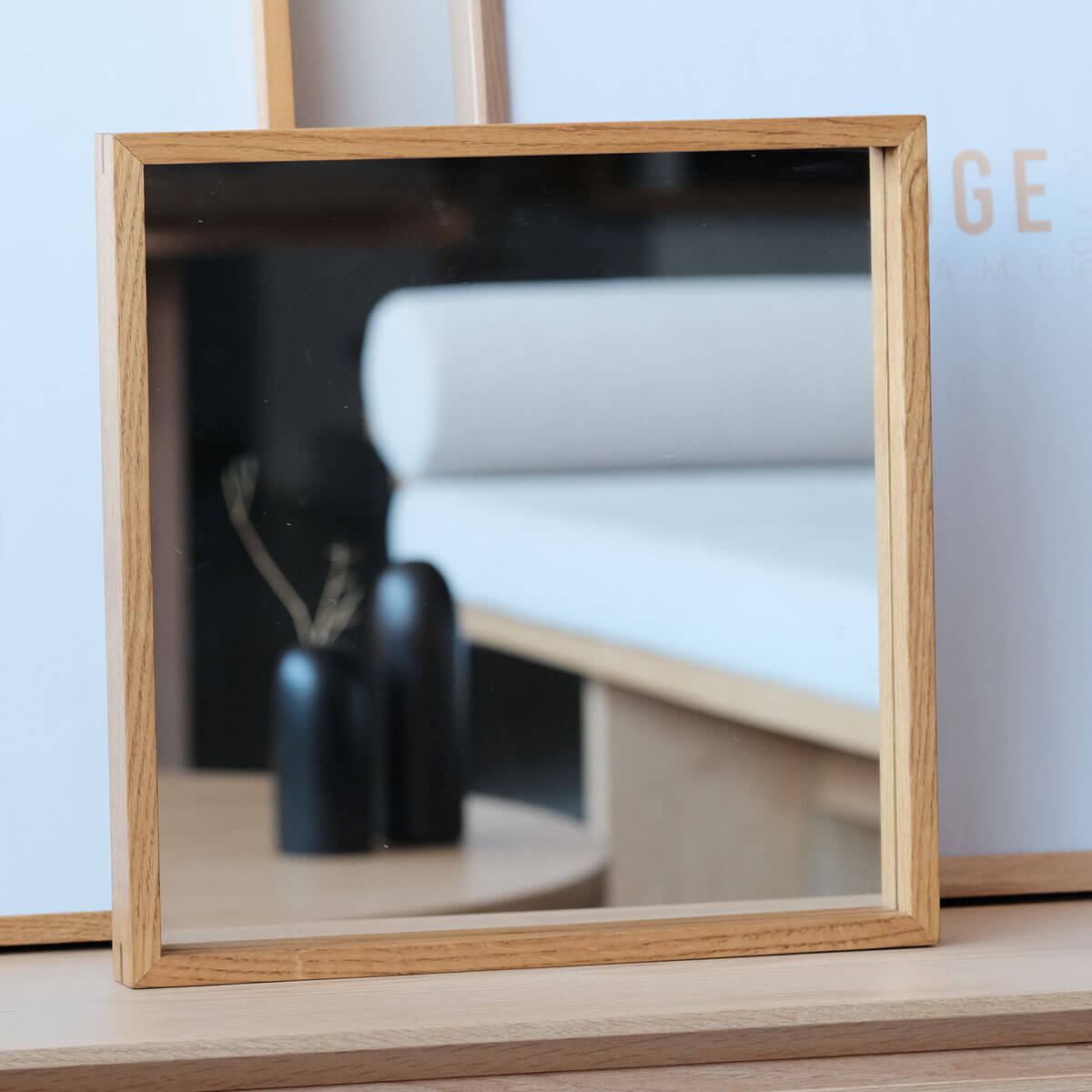 Wooden Framed Square Mirror - Edge Series