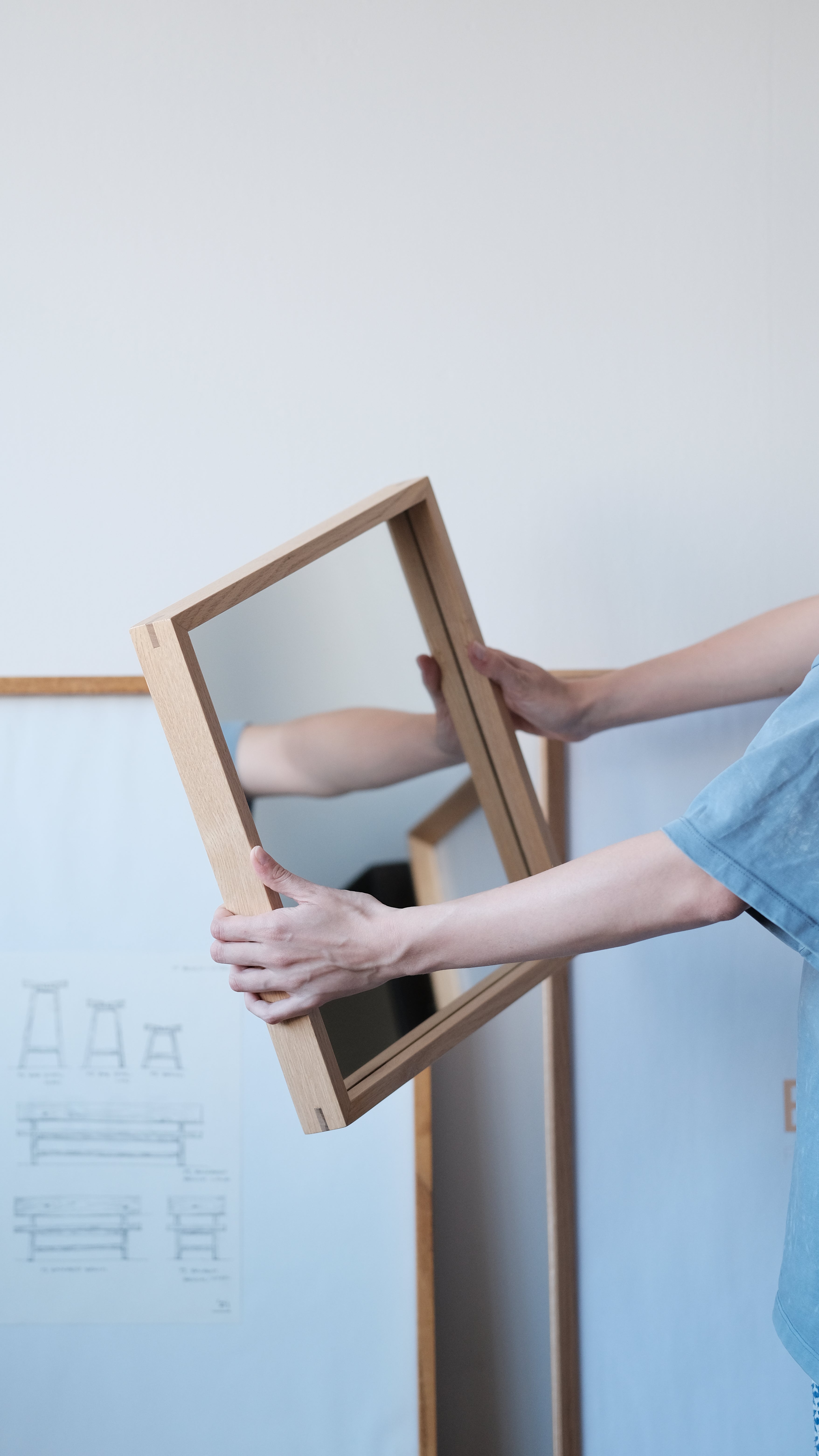 Wooden Framed Square Mirror - Edge Series