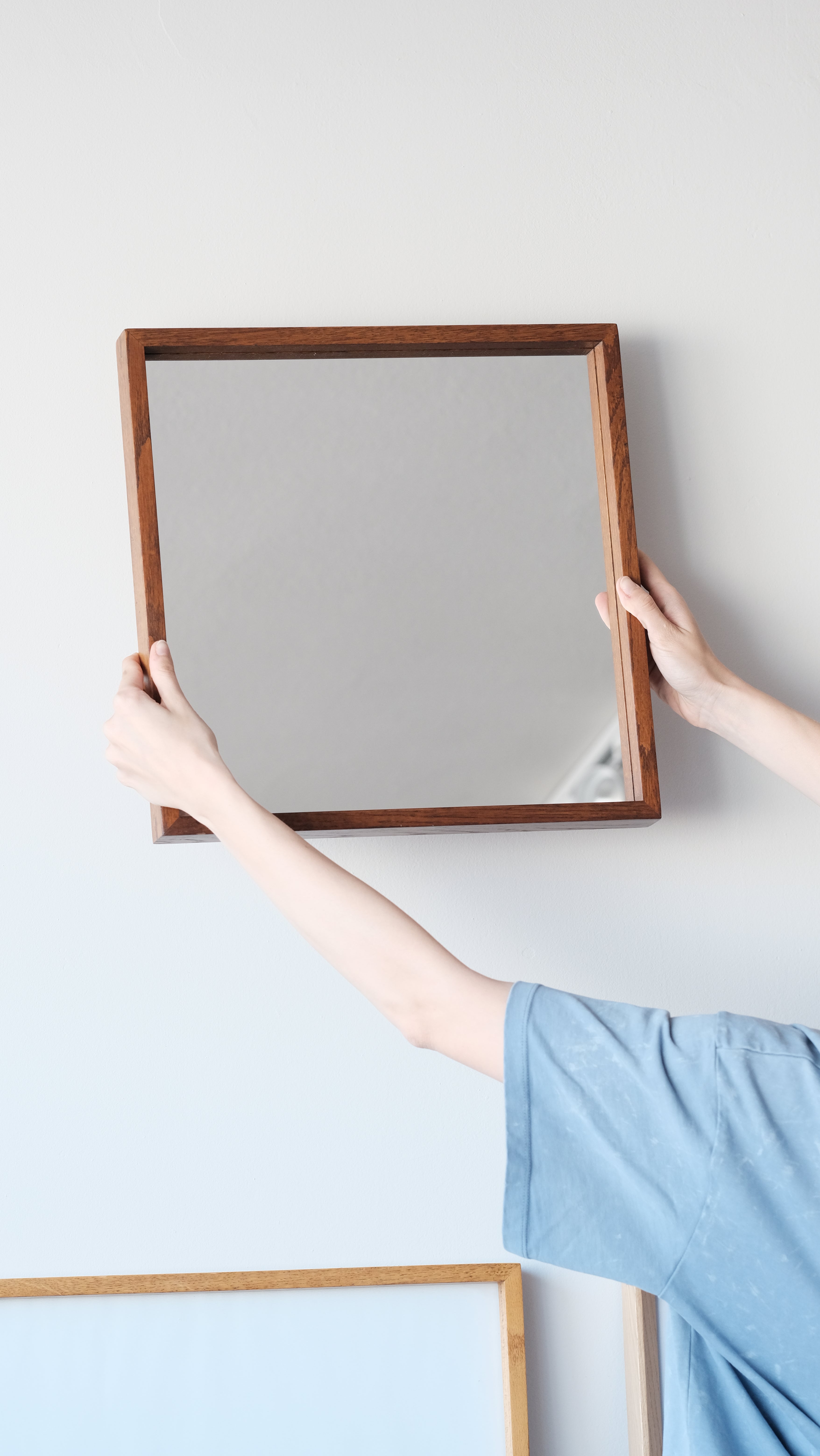 Wooden Framed Square Mirror - Edge Series
