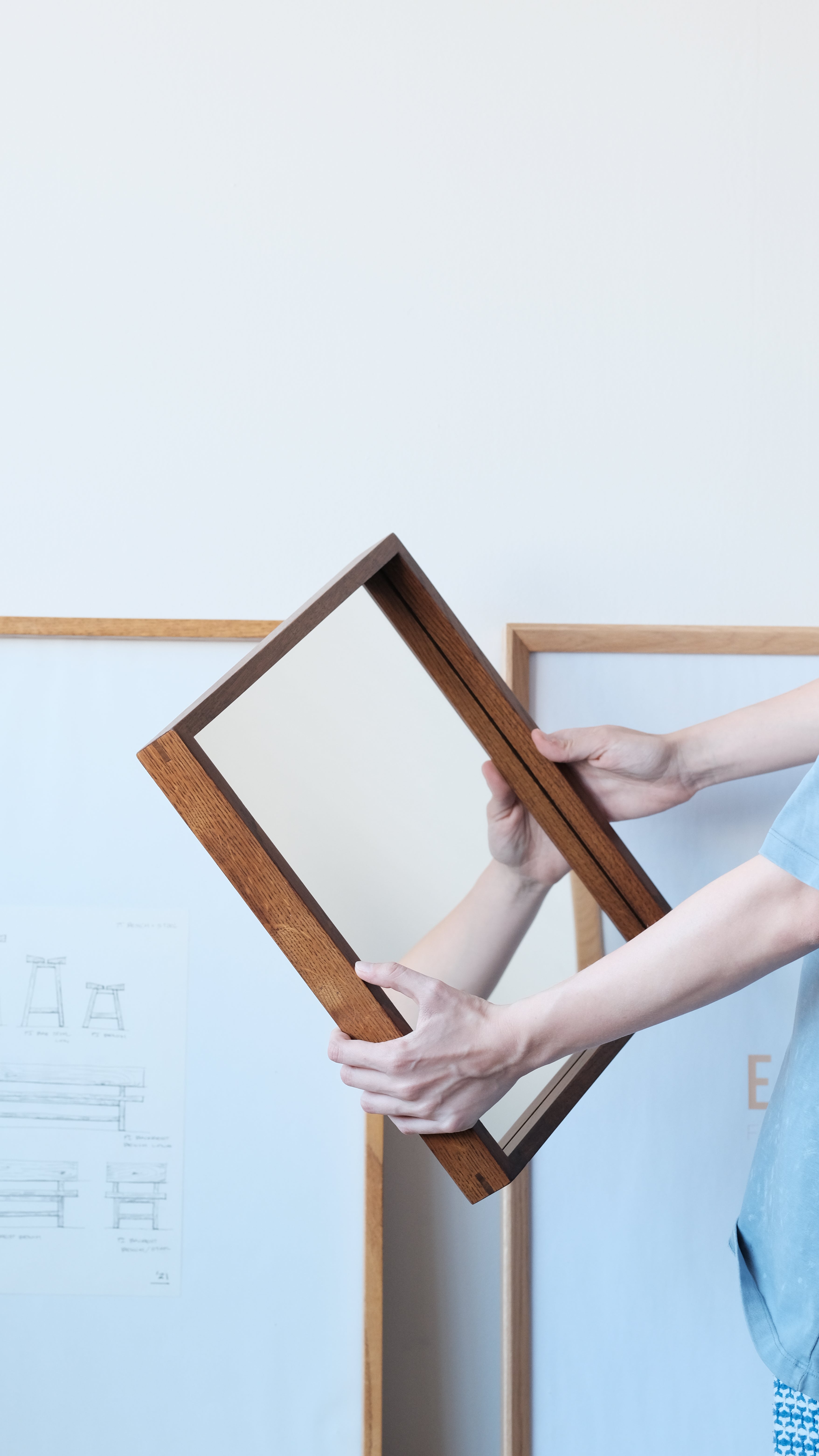 Wooden Framed Square Mirror - Edge Series