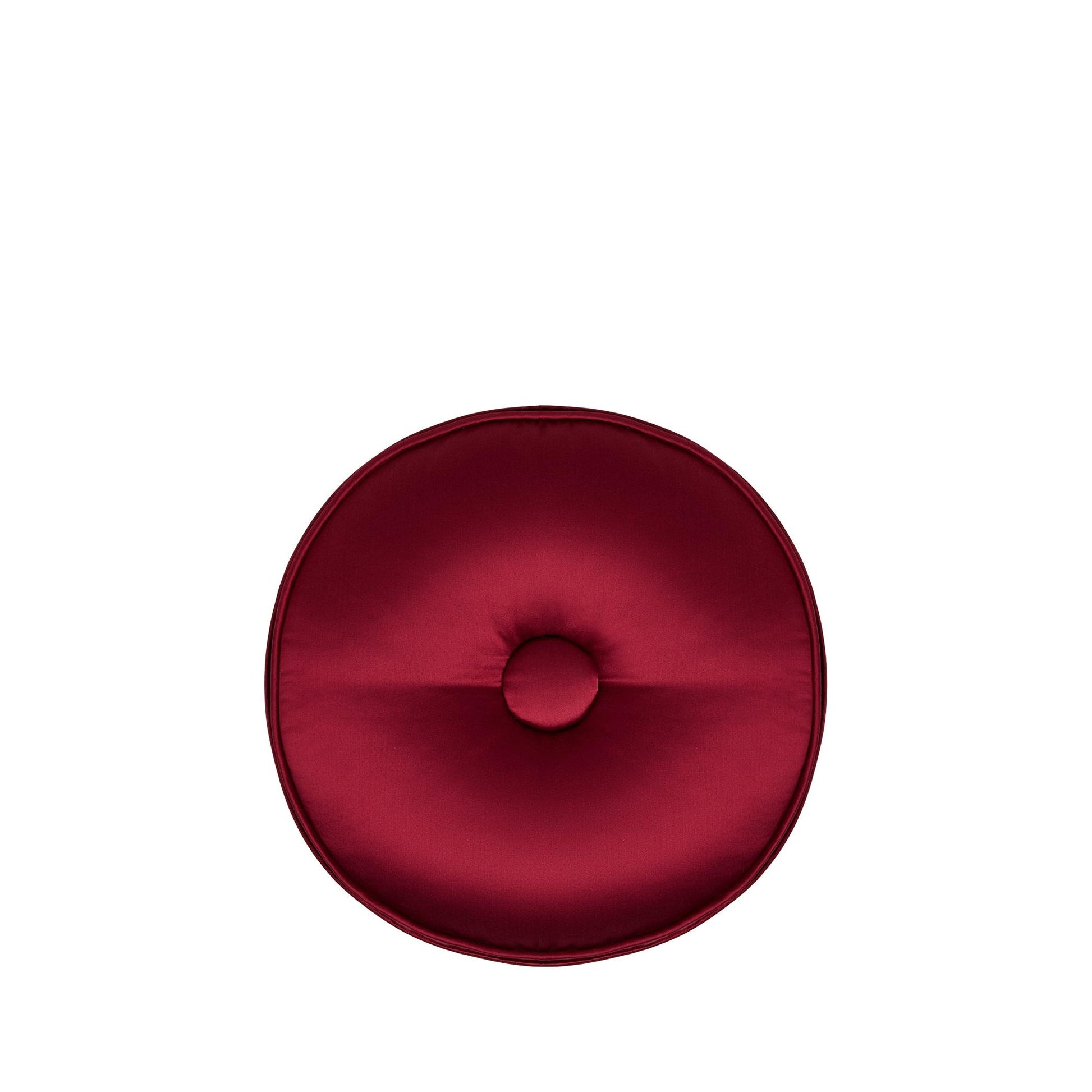 Düğme Detaylı Bordo İpek Yuvarlak Kırlent