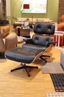 Eames Tekli Koltuk & Puf-Berjer-Innature Home-Mat Siyah Deri-NowShopFun