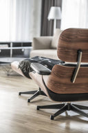 Eames Tekli Koltuk & Puf-Berjer-Innature Home-Mat Siyah Deri-NowShopFun