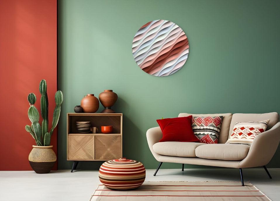 3D Ahşap El Boyaması Yuvarlak Tablo-Naturel