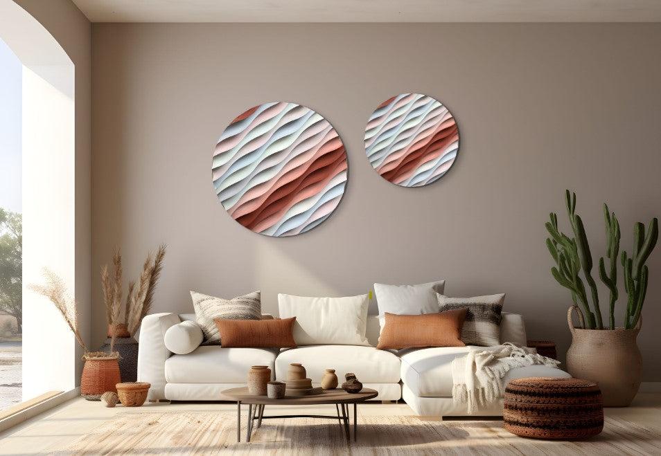 3D Ahşap El Boyaması Yuvarlak Tablo-Naturel