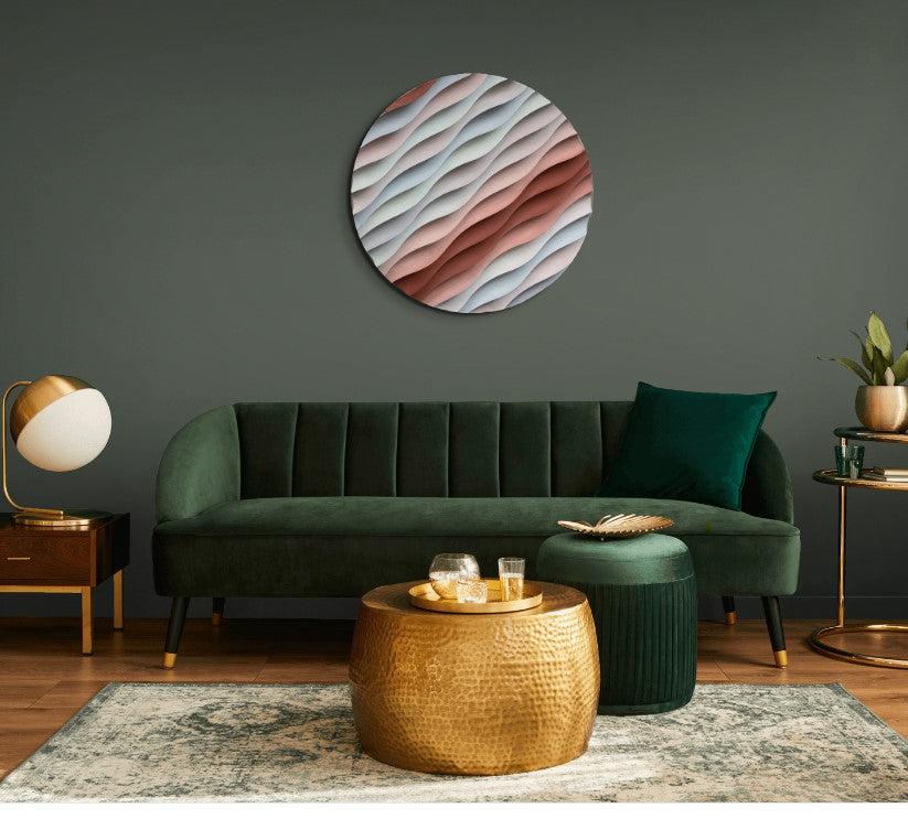 3D Ahşap El Boyaması Yuvarlak Tablo-Naturel