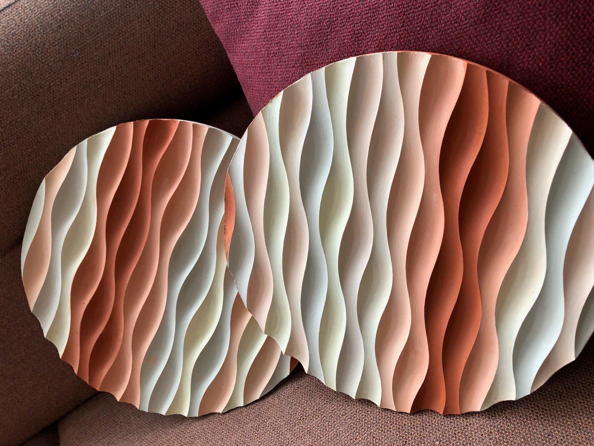 3D Ahşap El Boyaması Yuvarlak Tablo-Naturel