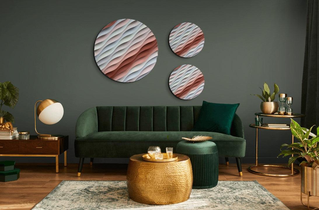 3D Ahşap El Boyaması Yuvarlak Tablo-Naturel