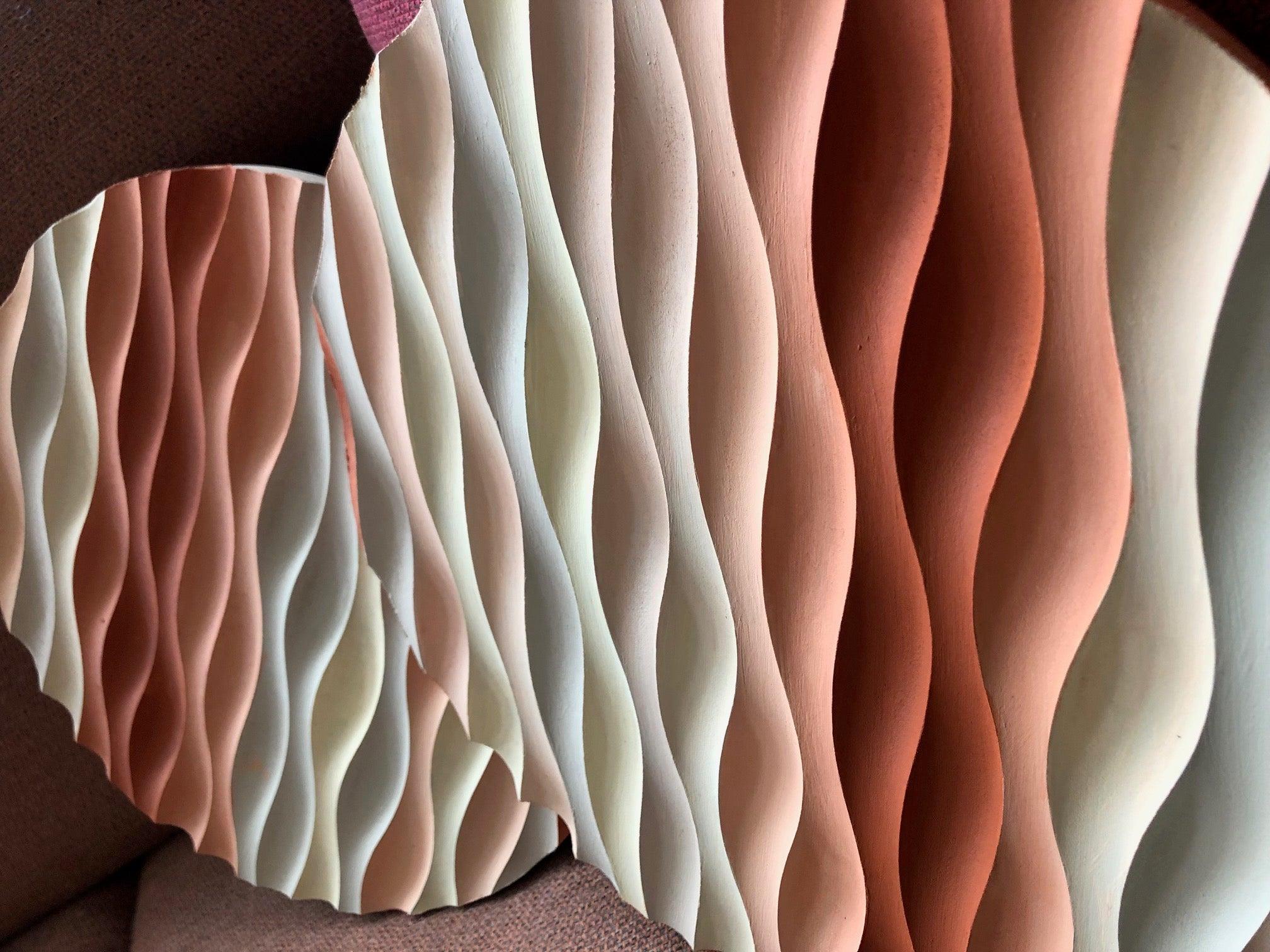 3D Ahşap El Boyaması Yuvarlak Tablo-Naturel