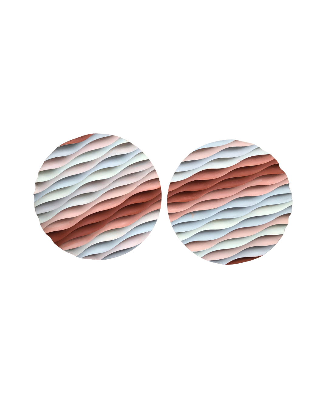 3D Ahşap El Boyaması Yuvarlak Tablo-Naturel