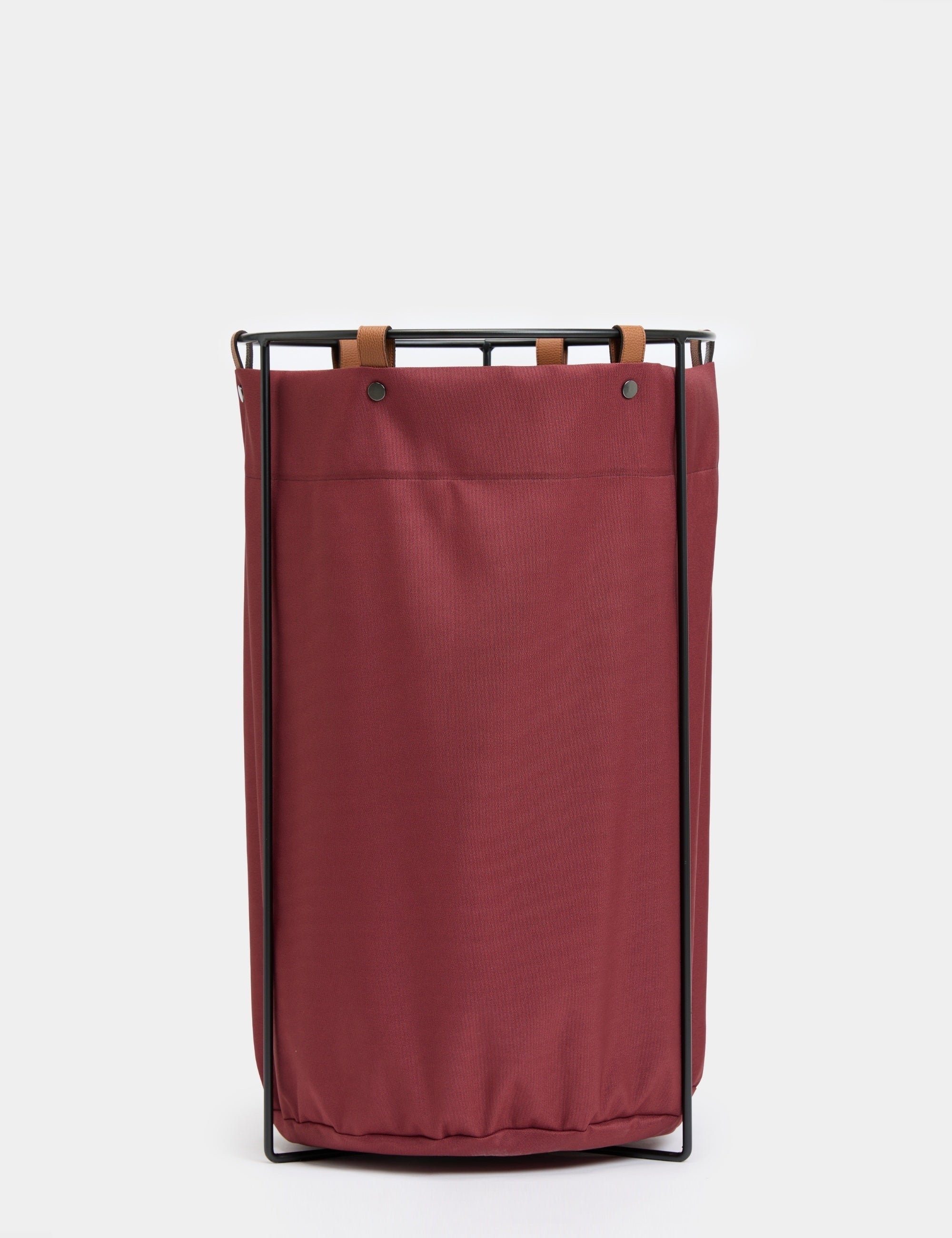 Edda Deri Askılı Metal Gövdeli Retro Çamaşır Sepeti - Bordo-Sepet-Maisonord-NowShopFun