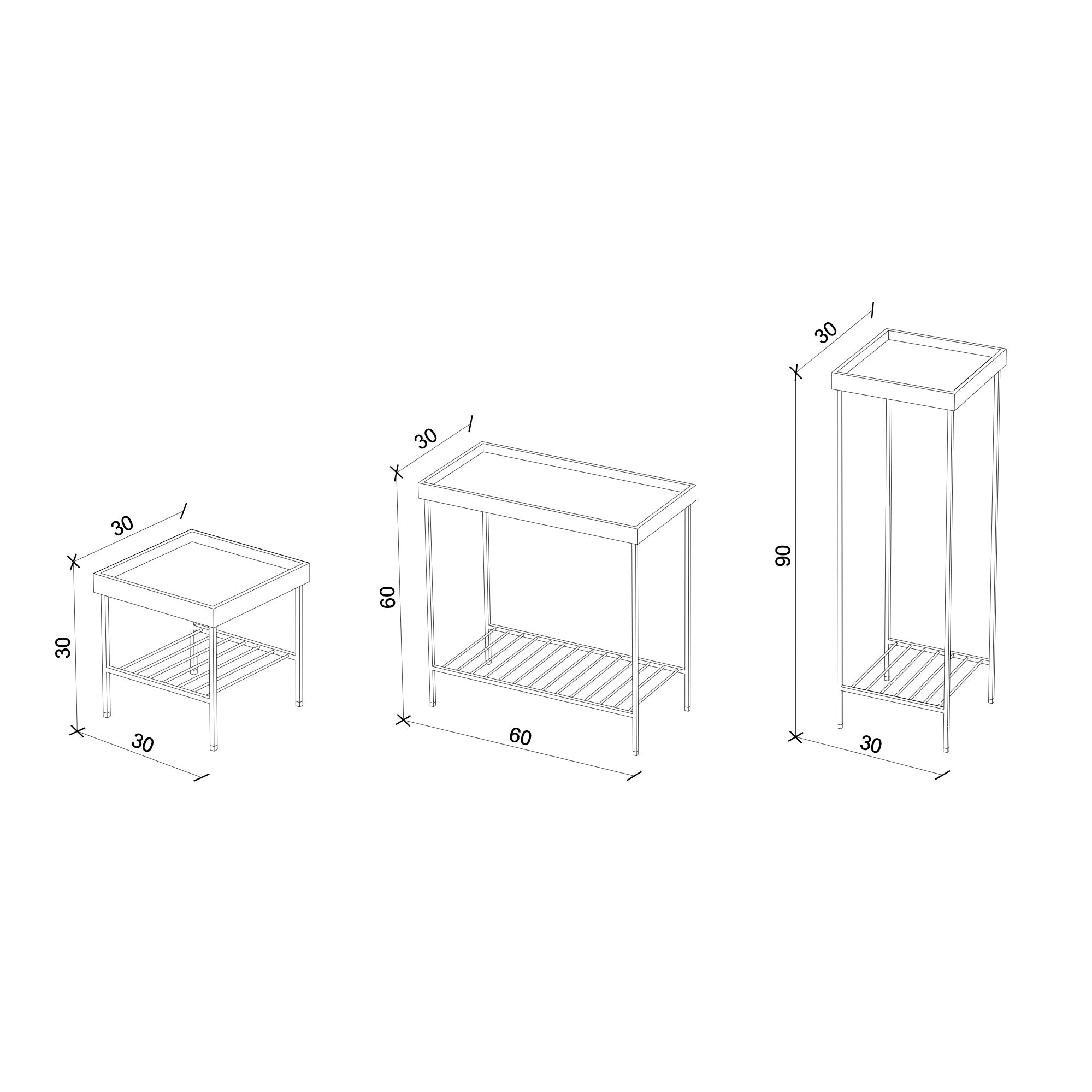 Edge Aged Sehpa Seti, Eskitmeli Ayak, Ceviz Tabla