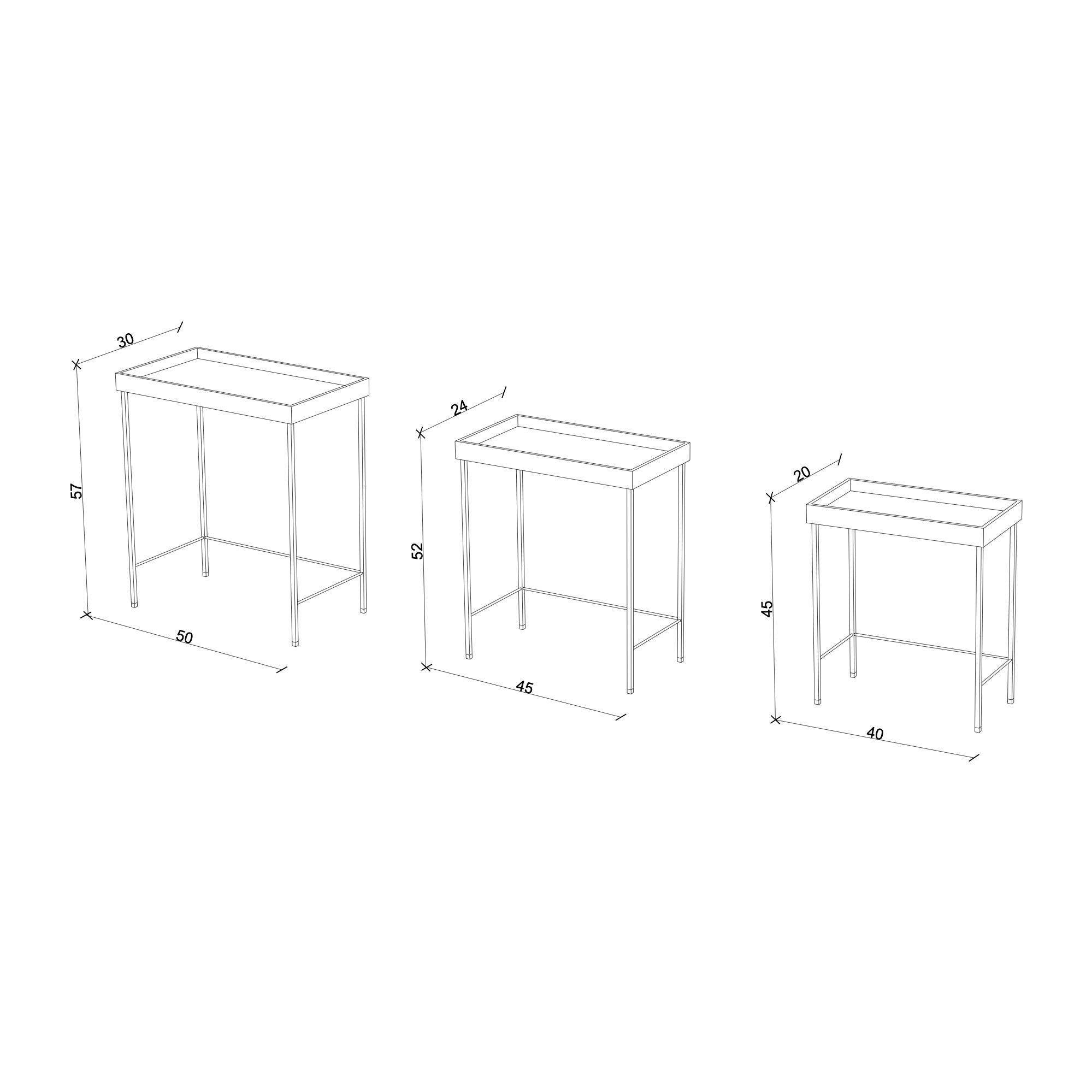 Solid Oak Nesting Table - Edge Series