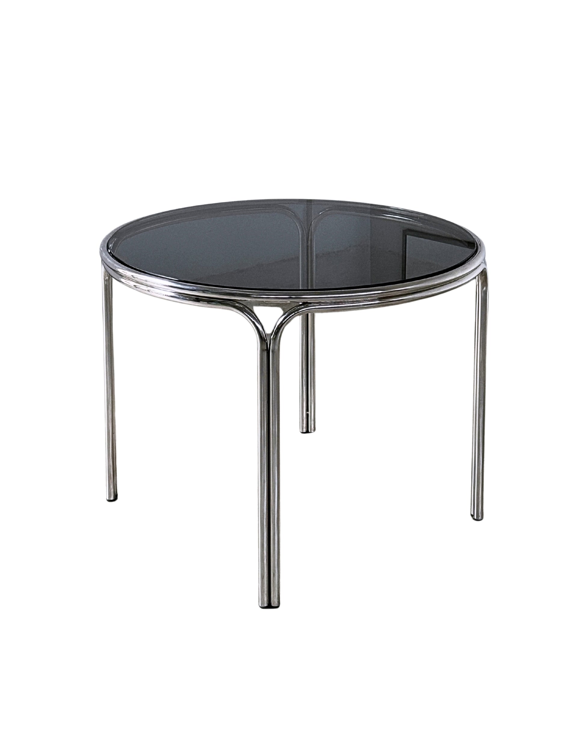 Edor Krom Cam Yuvarlak Masa-Yemek Masası-Regen Studio-Füme-NowShopFun