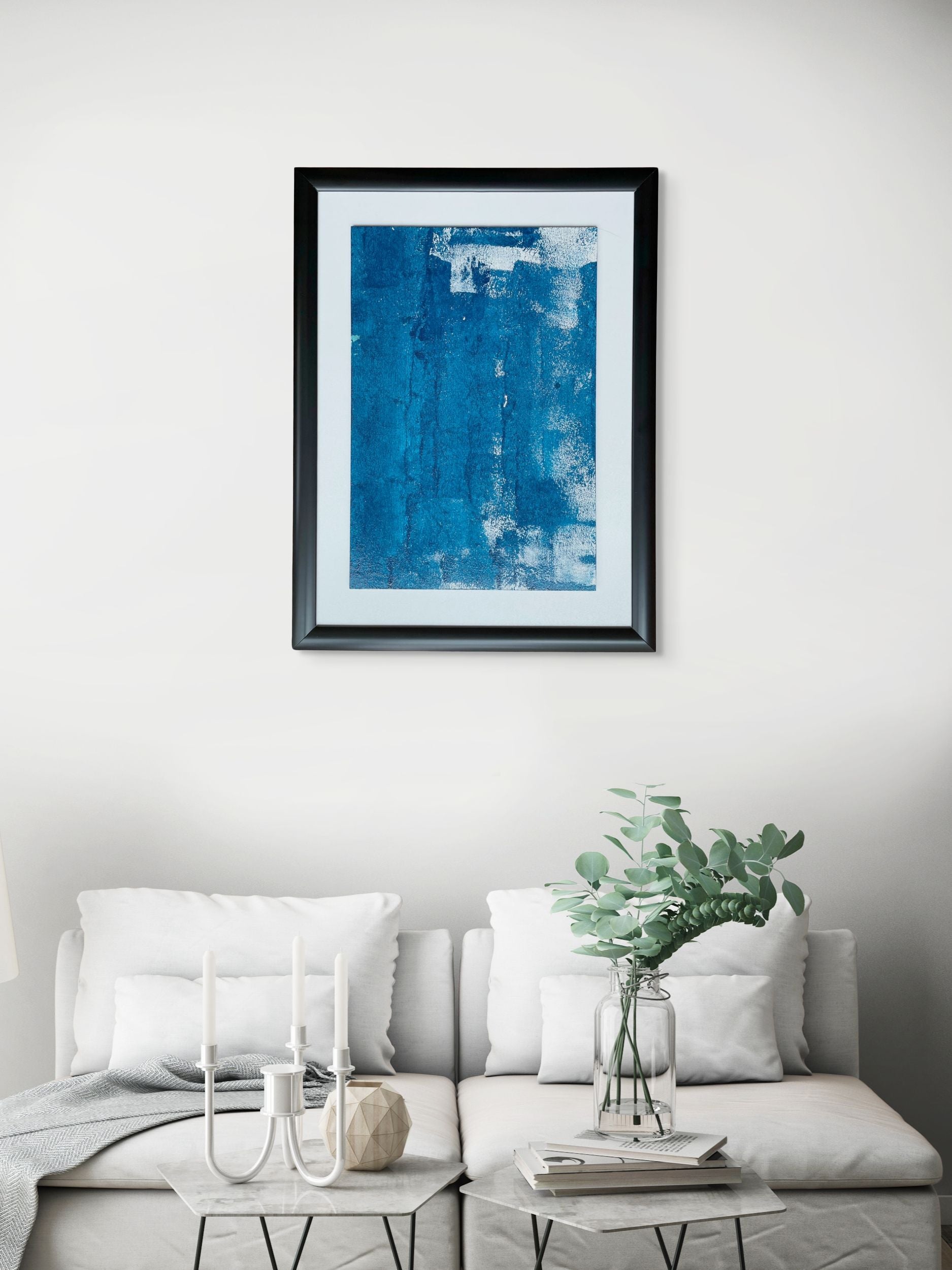 Ege Ruhu 2 Akrilik Tablo - Hazır Siyah Çerçeve 31 x 41 Cm | İç Ölçü 21 x 31,6 Cm, El Yapımı-Ebru Sayer Art & Design-NowShopFun