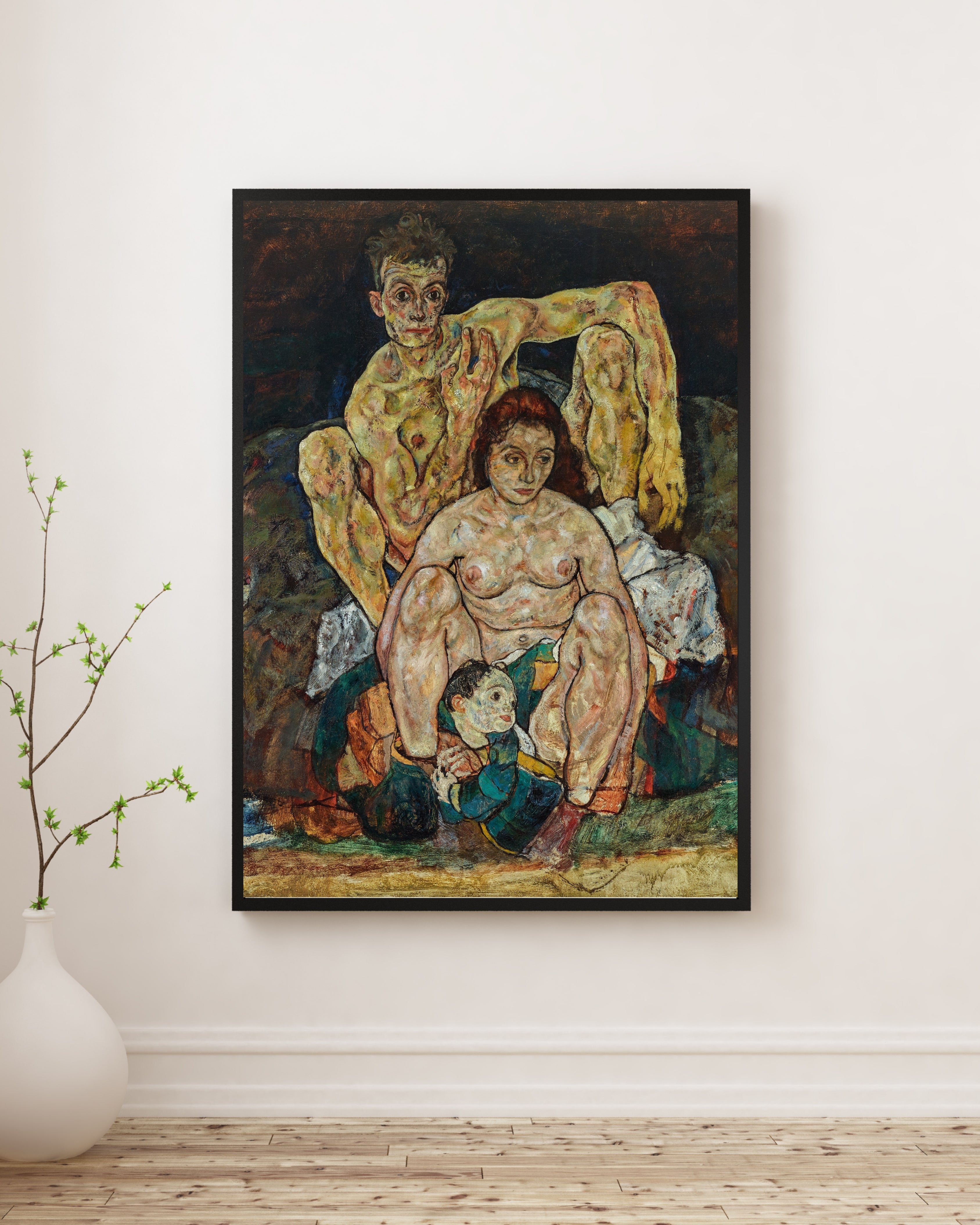 Egon Schiele - Çömelmiş İnsan Çifti Aile Fine Art Baskı