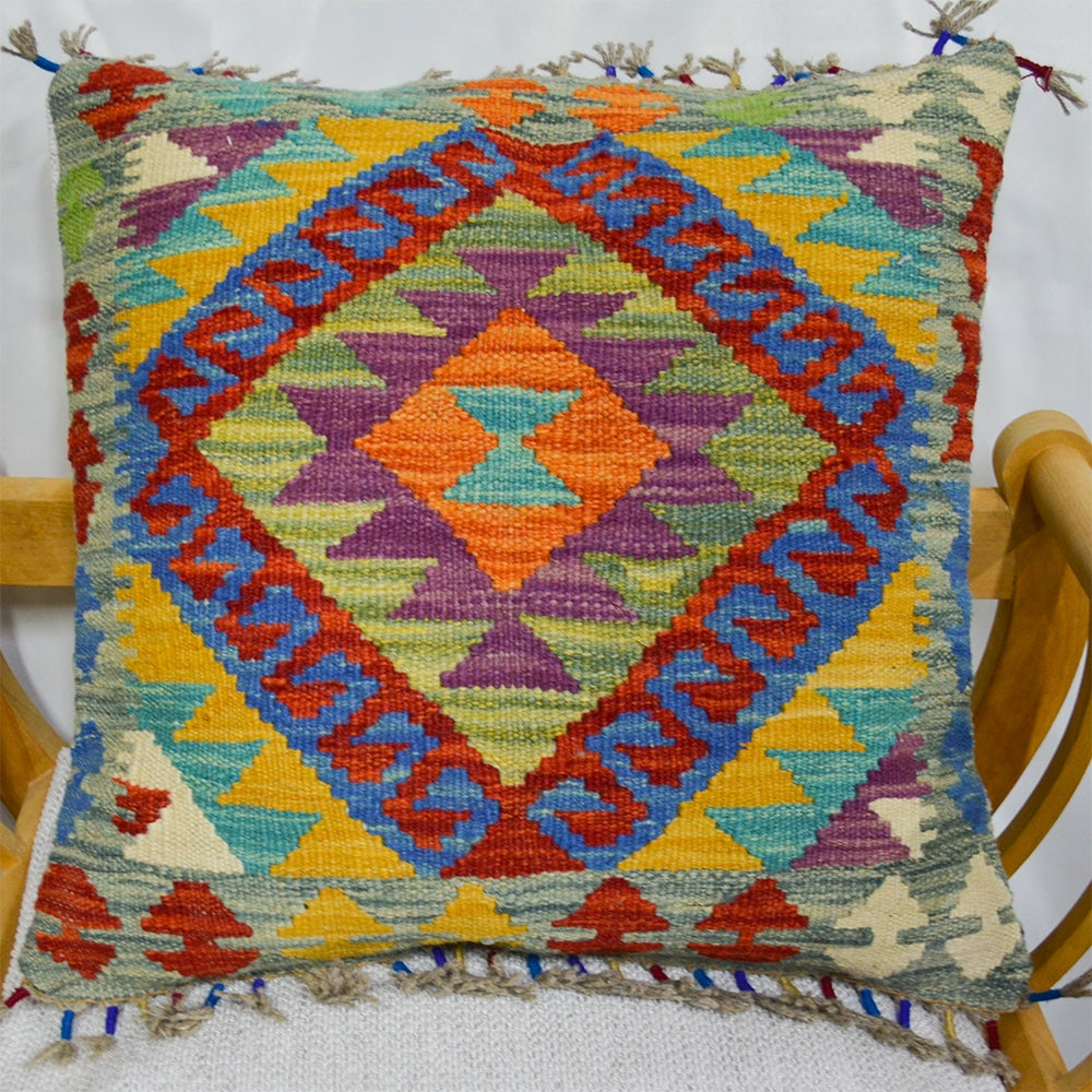 El Dokuma Afgan Kilim Kırlent Kılıfı