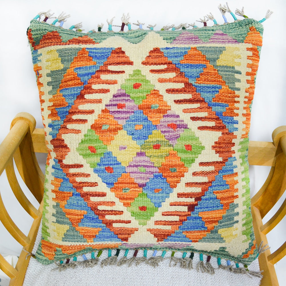 El Dokuma Afgan Kilim Kırlent Kılıfı