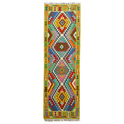 El Dokuma Lime Yeşili Afgan Kilim Yolluk