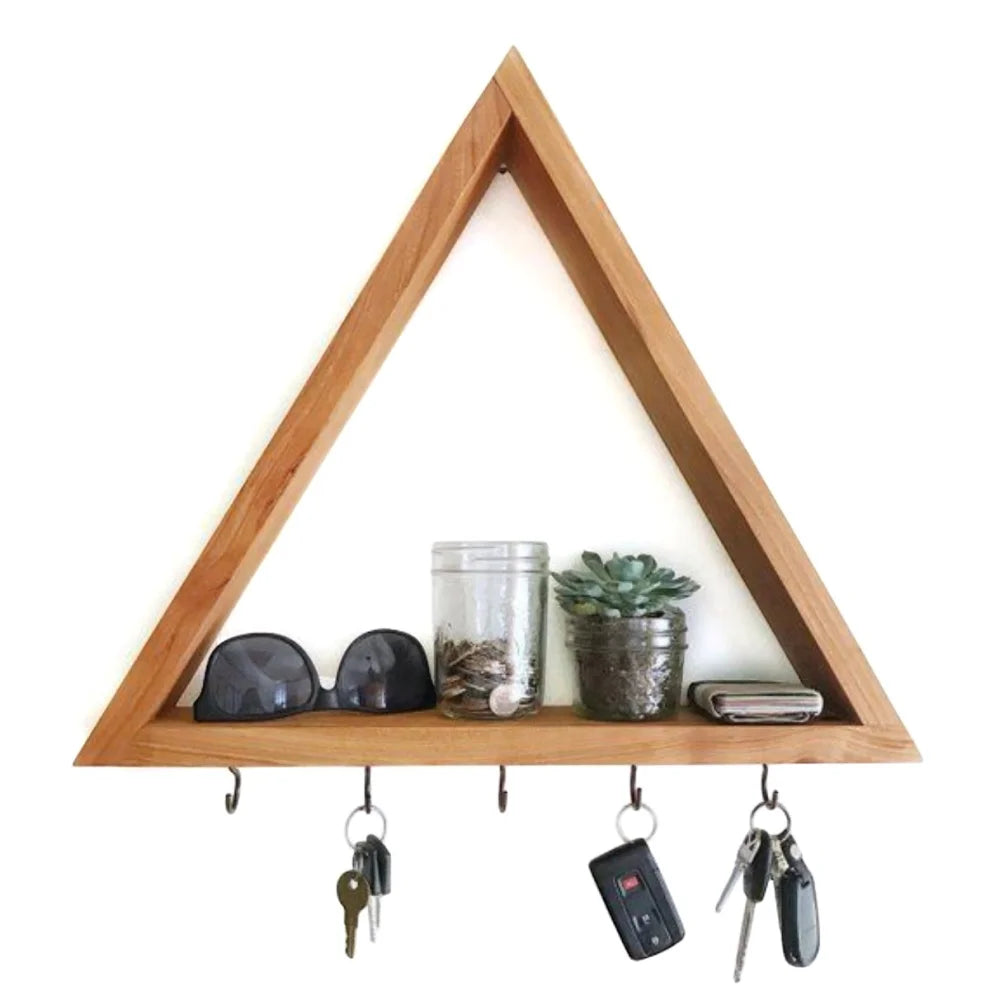 El Yapımı Ahşap Üçgen Anahtarlık - Raf-Duvar Rafı-Vune Concept-NowShopFun