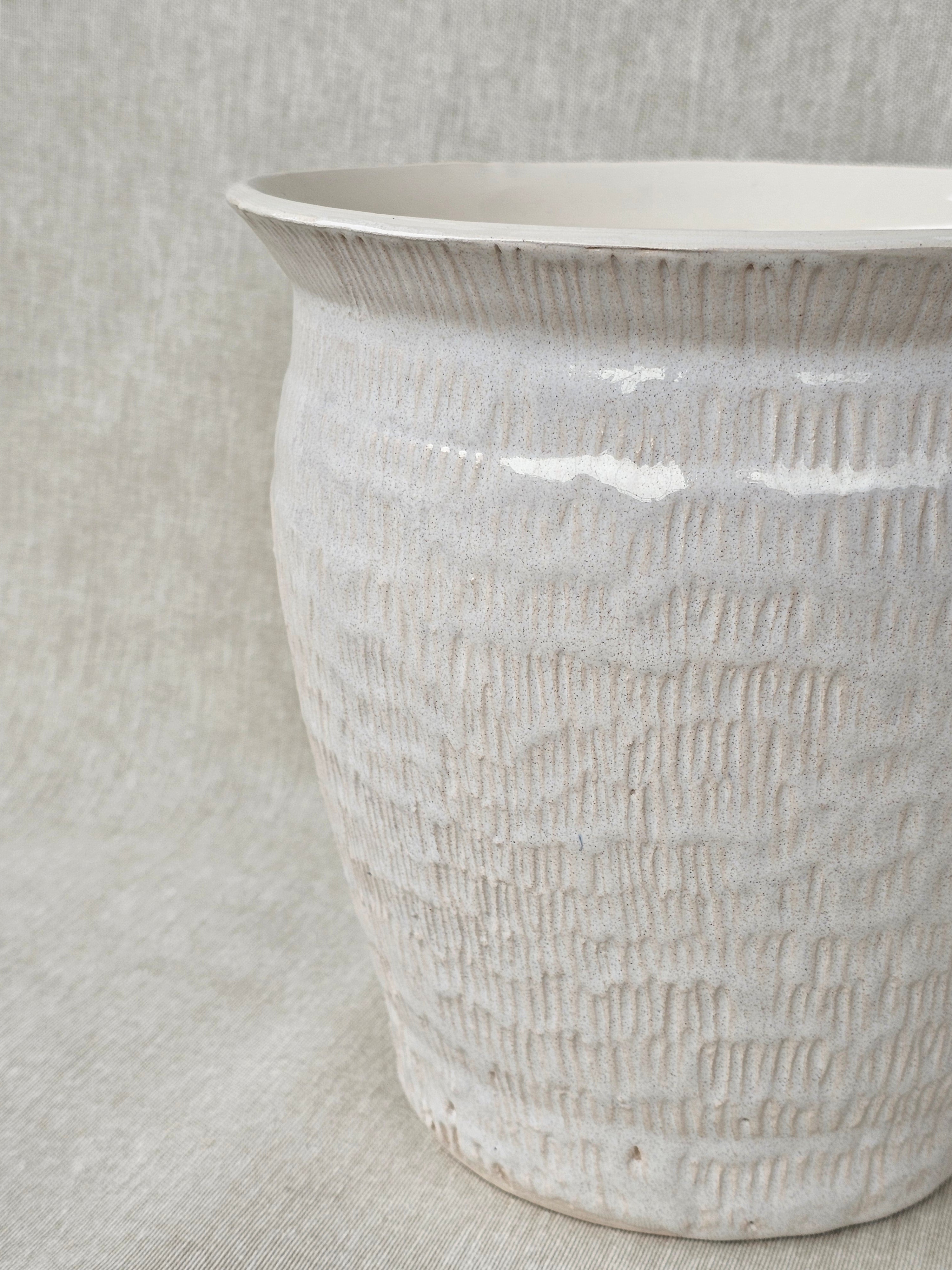 El Yapımı Dokulu Seramik Saksı / Vazo-Vazo-Zeynep Karataş Ceramics-NowShopFun