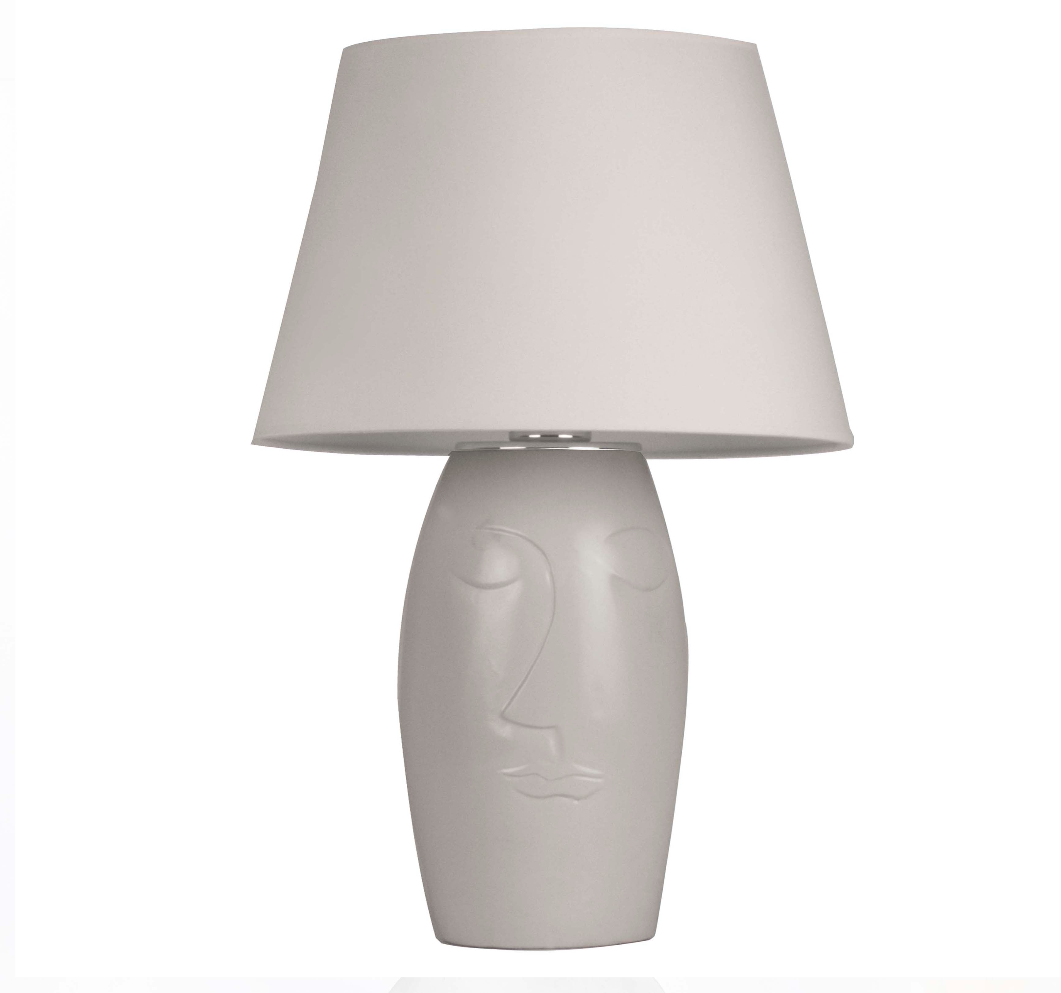 El Yapımı Krem Seramik Yüz Barcelona Abajur