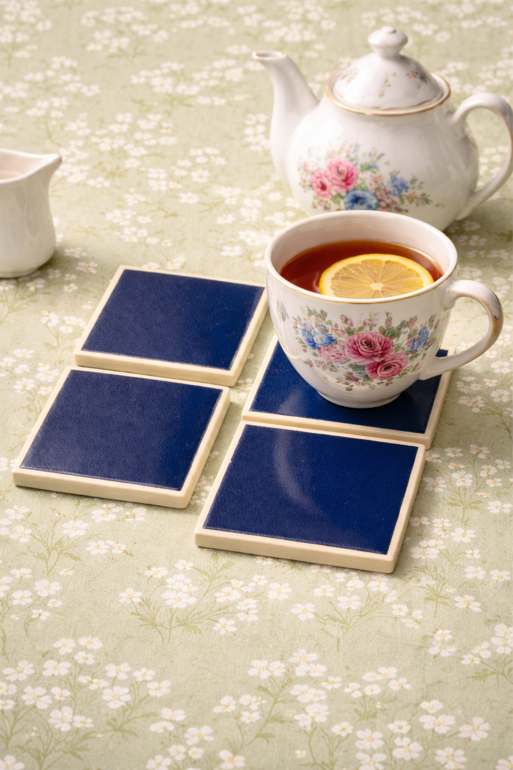 El Yapımı Mavi Seramik Bardak Altlığı Seti - British Tableware Collection