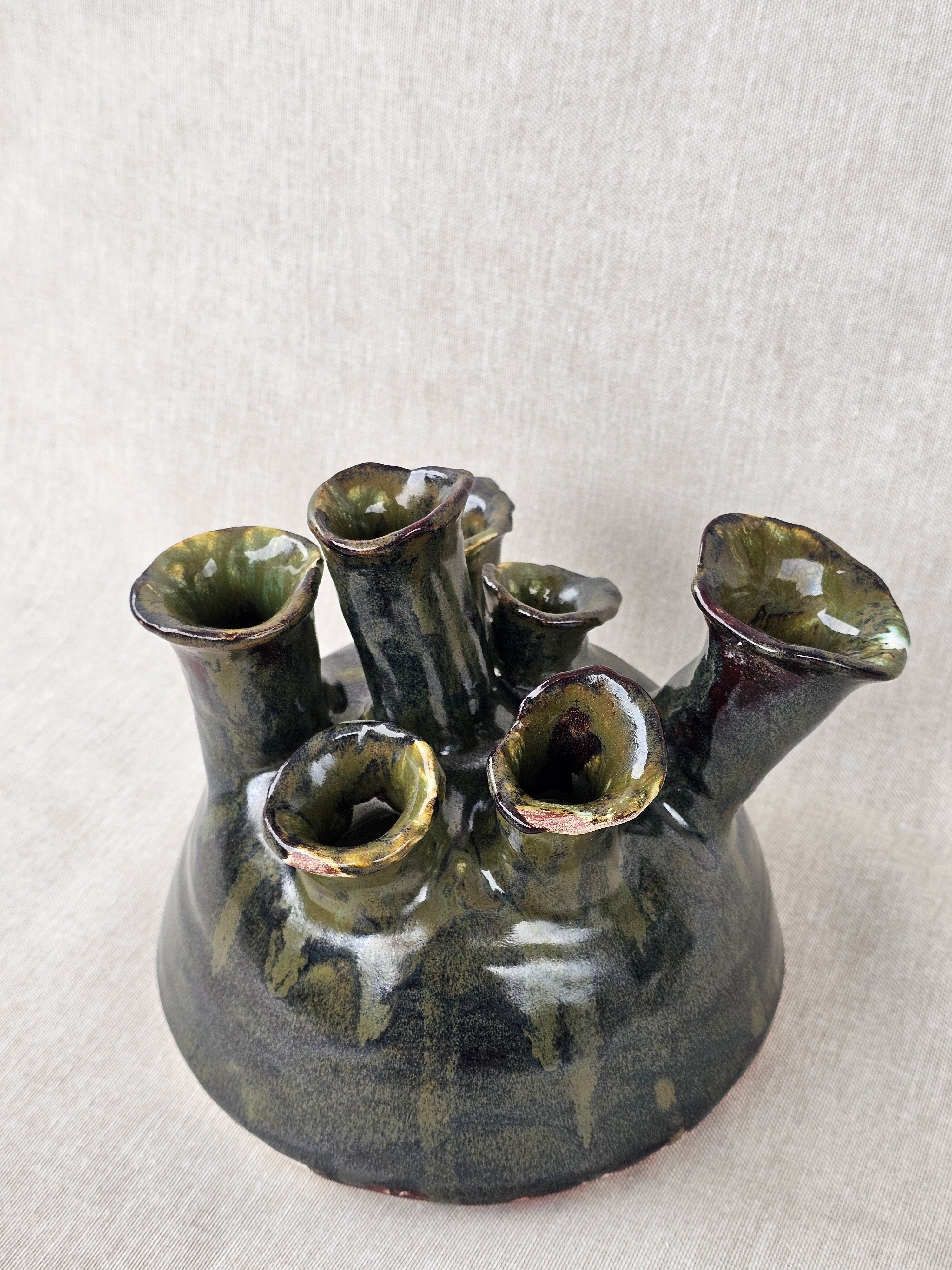 Elde Şekillendirilmiş Çok Ağızlı Seramik Vazo-Vazo-Zeynep Karataş Ceramics-NowShopFun