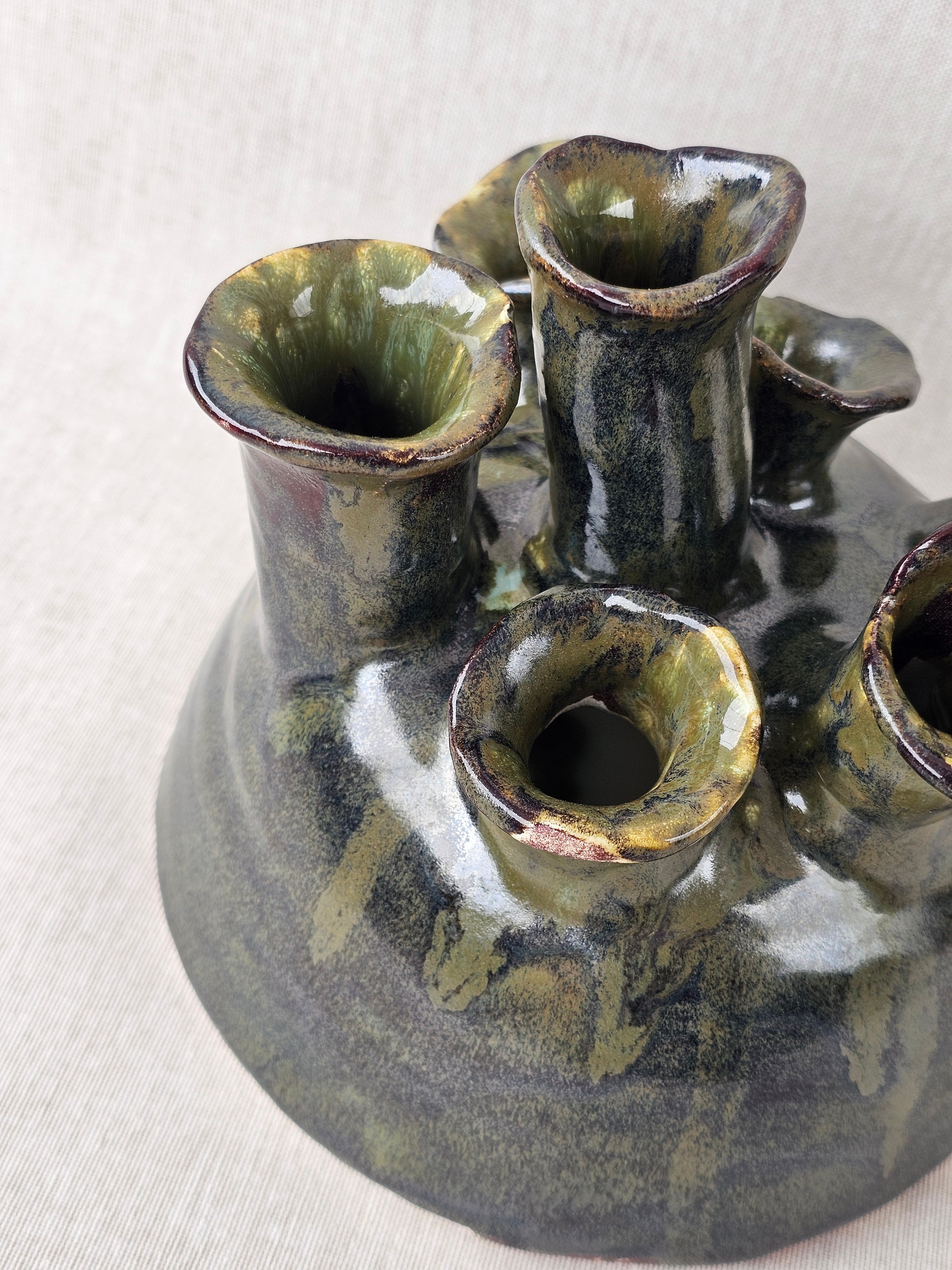 Elde Şekillendirilmiş Çok Ağızlı Seramik Vazo-Vazo-Zeynep Karataş Ceramics-NowShopFun