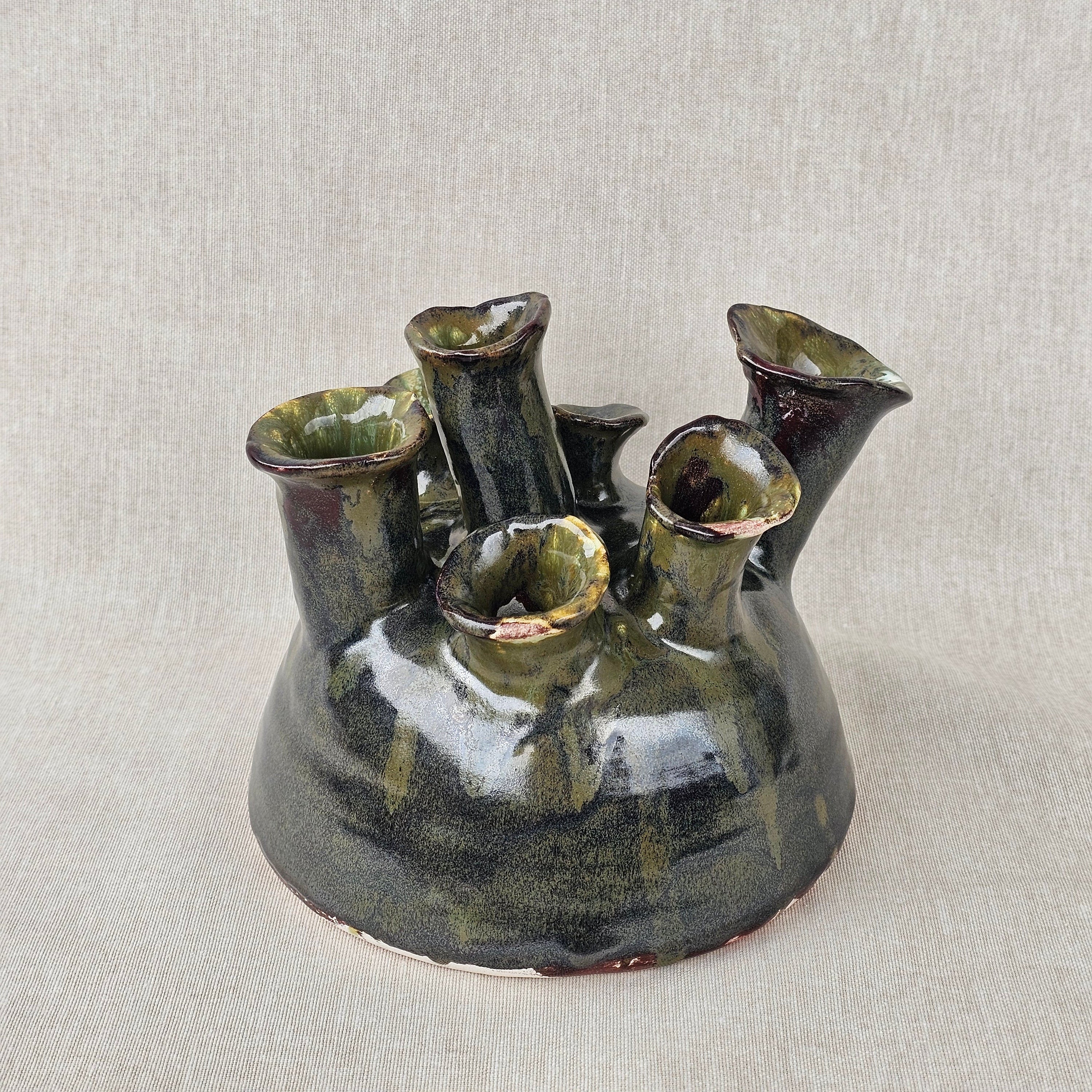 Elde Şekillendirilmiş Çok Ağızlı Seramik Vazo-Vazo-Zeynep Karataş Ceramics-NowShopFun