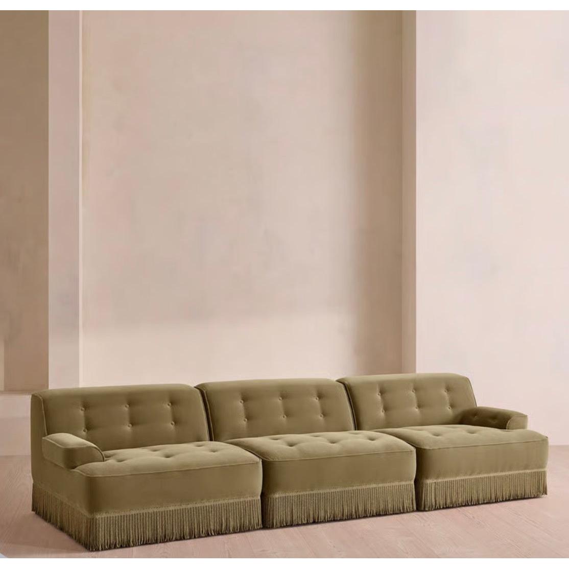 Elena Püsküllü Modüler Kadife Koltuk