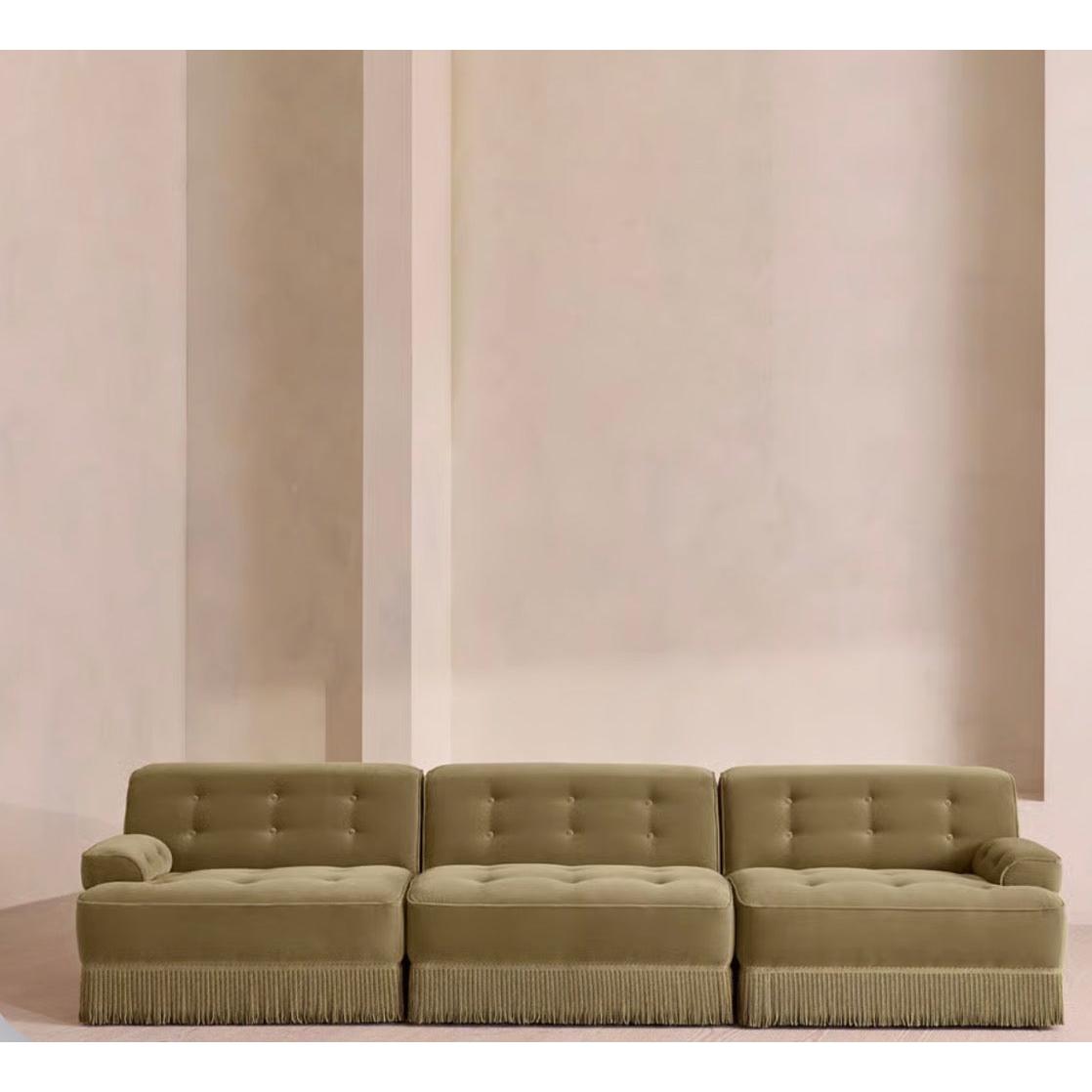 Elena Püsküllü Modüler Kadife Koltuk