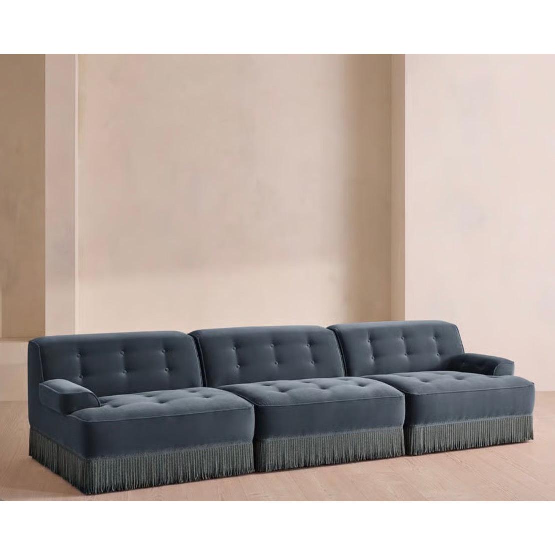 Elena Püsküllü Modüler Kadife Koltuk