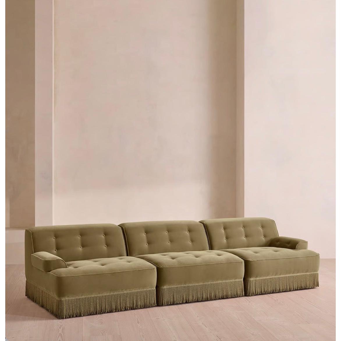 Elena Püsküllü Modüler Kadife Koltuk