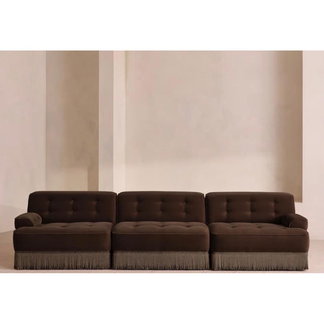 Elena Püsküllü Modüler Kadife Koltuk