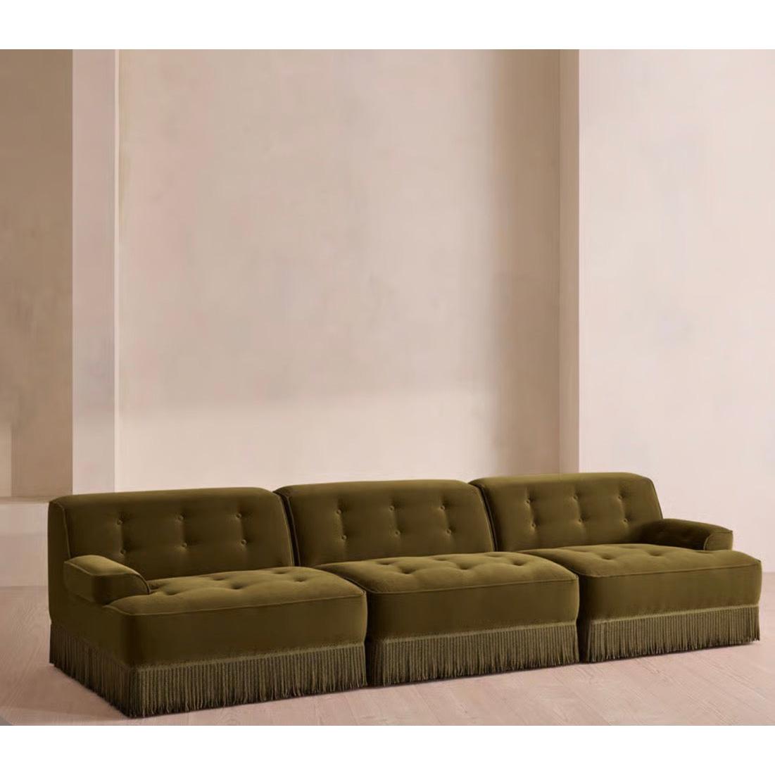 Elena Püsküllü Modüler Kadife Koltuk