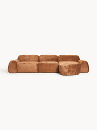 Elora Kanepe | Modern & Modüler Tasarım (3-4 Kişilik) Teddy Bukle, Döşemeli-Köşe Koltuk-Innature Home-Bordo-Sağ-NowShopFun