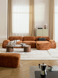 Elora Kanepe | Modern & Modüler Tasarım (3-4 Kişilik) Teddy Bukle, Döşemeli-Köşe Koltuk-Innature Home-Bordo-Sağ-NowShopFun