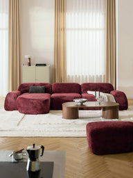 Elora Kanepe | Modern & Modüler Tasarım (3-4 Kişilik) Teddy Bukle, Döşemeli-Köşe Koltuk-Innature Home-Bordo-Sağ-NowShopFun