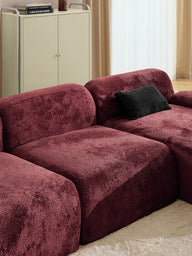 Elora Kanepe | Modern & Modüler Tasarım (3-4 Kişilik) Teddy Bukle, Döşemeli-Köşe Koltuk-Innature Home-Bordo-Sağ-NowShopFun